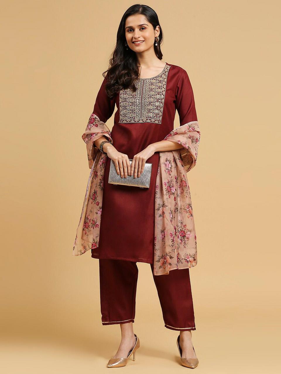 VT Designer Cotton Embroidery Kurti With Bottom Dupatta Wholesale Clothing Distributors in India